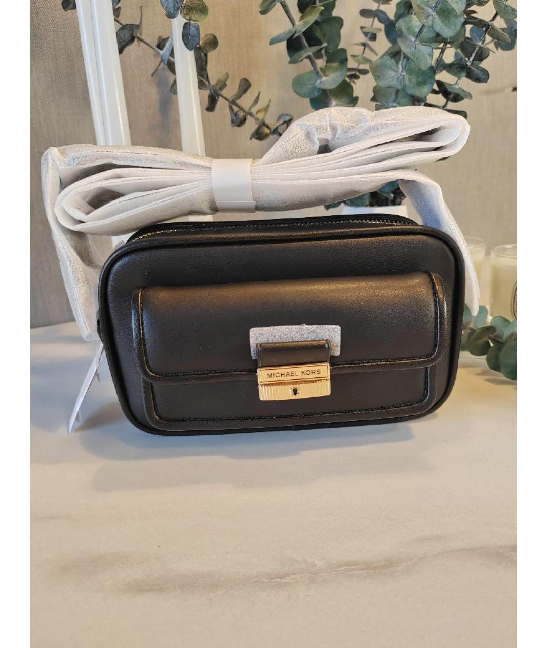 MICHAEL KORS Черная кожаная сумка через плечо, фото 4