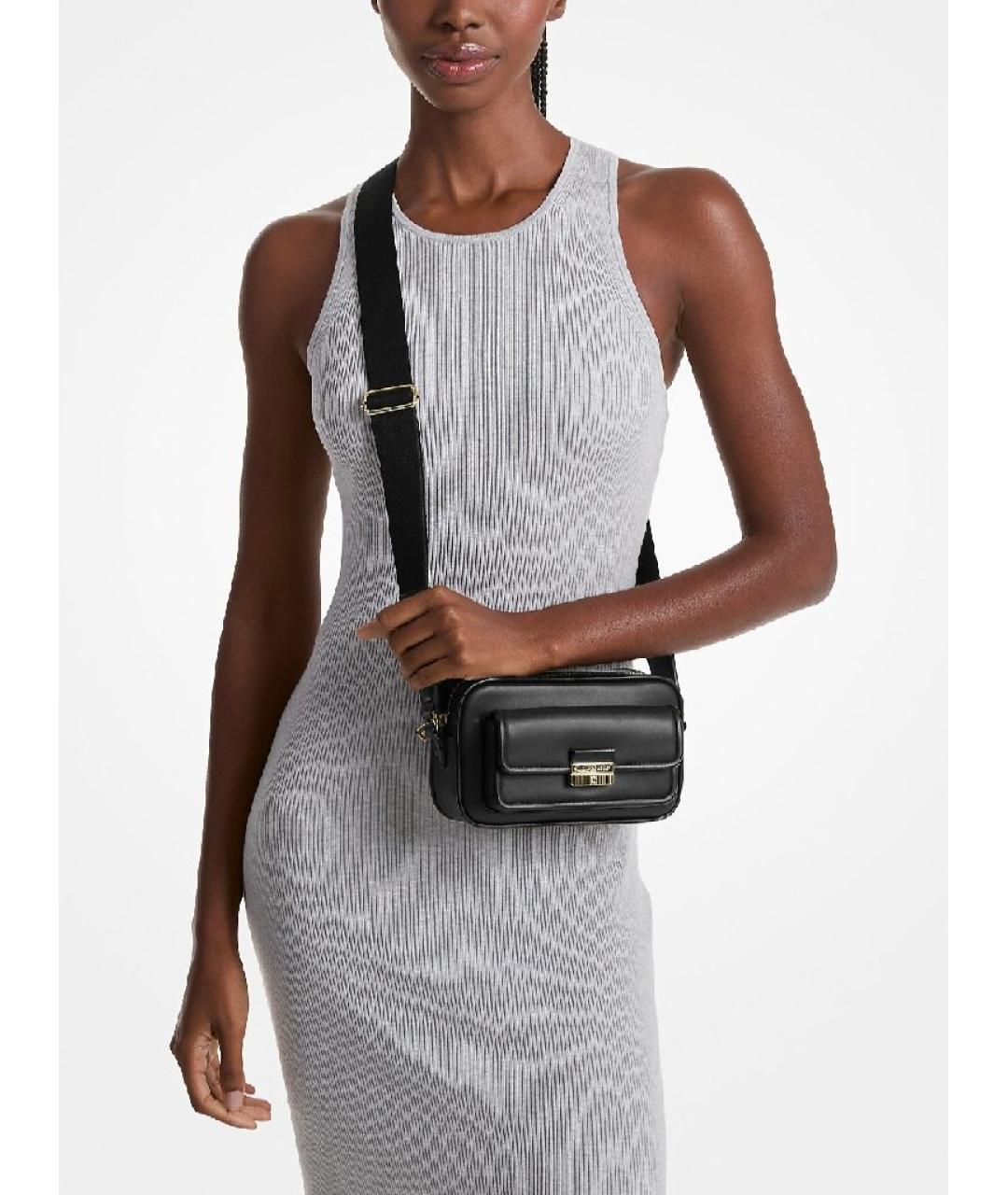 MICHAEL KORS Черная кожаная сумка через плечо, фото 3