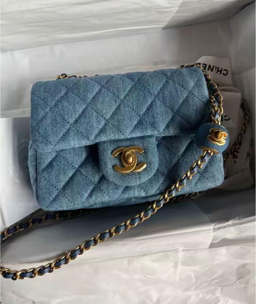 CHANEL Голубая сумка через плечо, фото 2