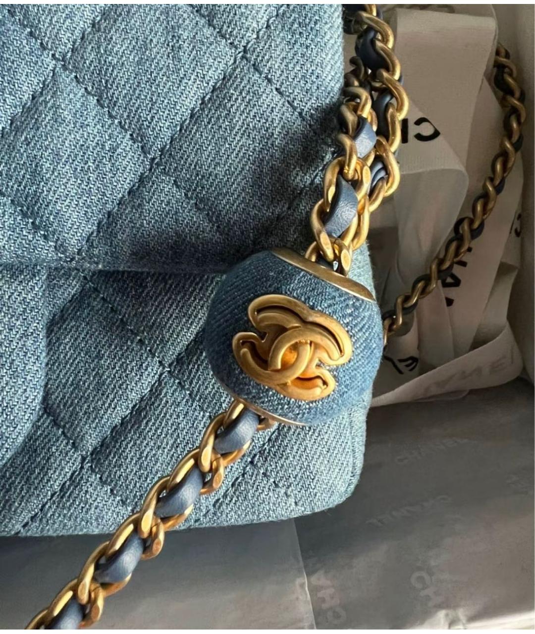 CHANEL Голубая сумка через плечо, фото 3