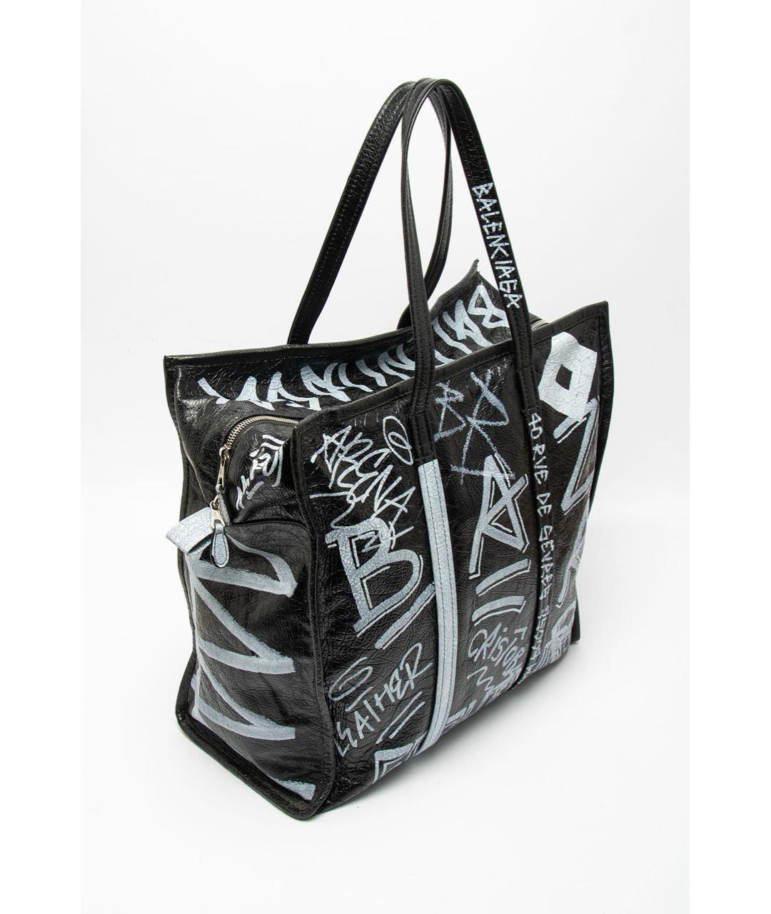 BALENCIAGA Черная кожаная сумка тоут, фото 2