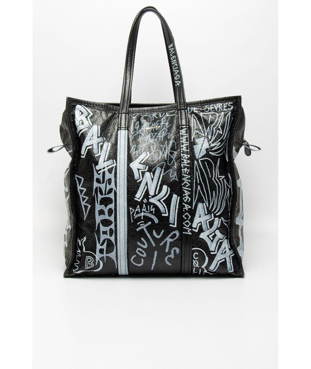 BALENCIAGA Черная кожаная сумка тоут, фото 4