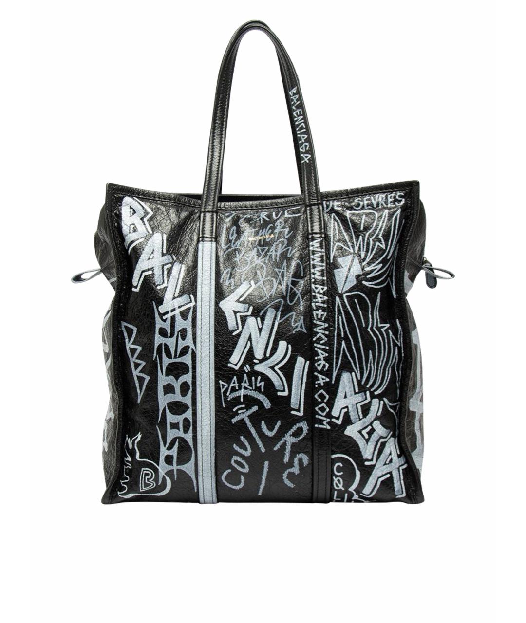 BALENCIAGA Черная кожаная сумка тоут, фото 1