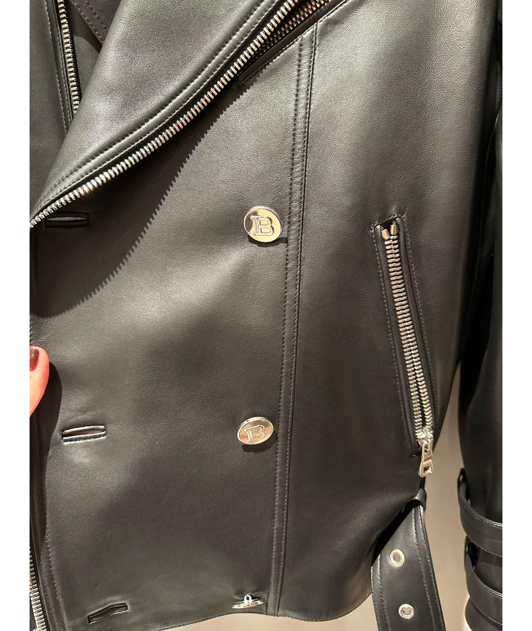 BALMAIN Черная кожаная куртка, фото 4