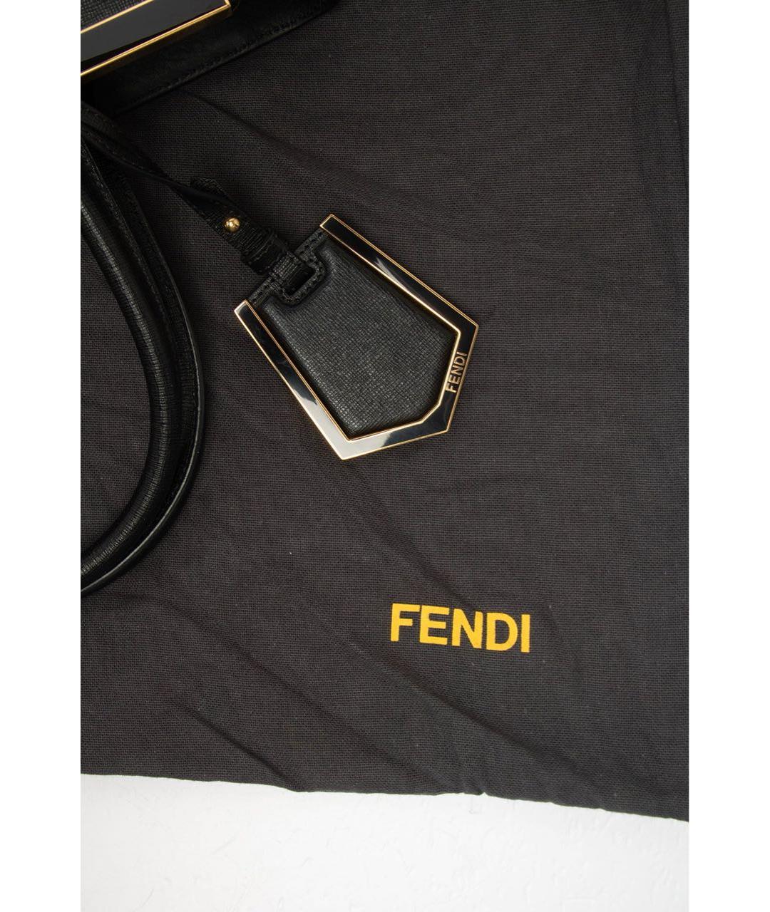 FENDI Черная кожаная сумка с короткими ручками, фото 3