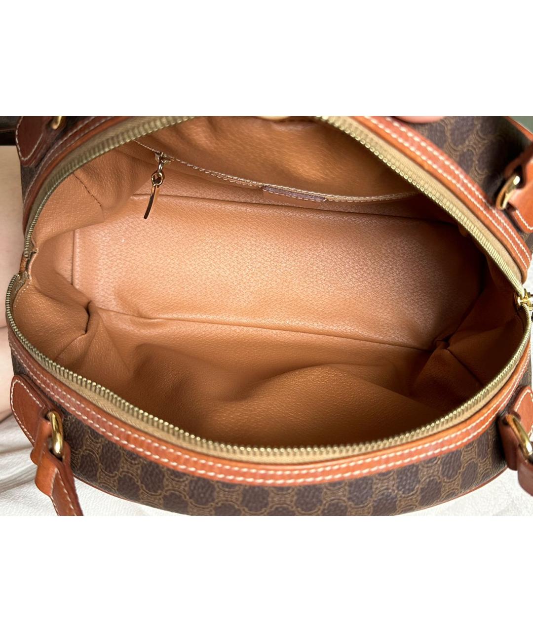 CELINE Коричневая сумка с короткими ручками из искусственной кожи, фото 4