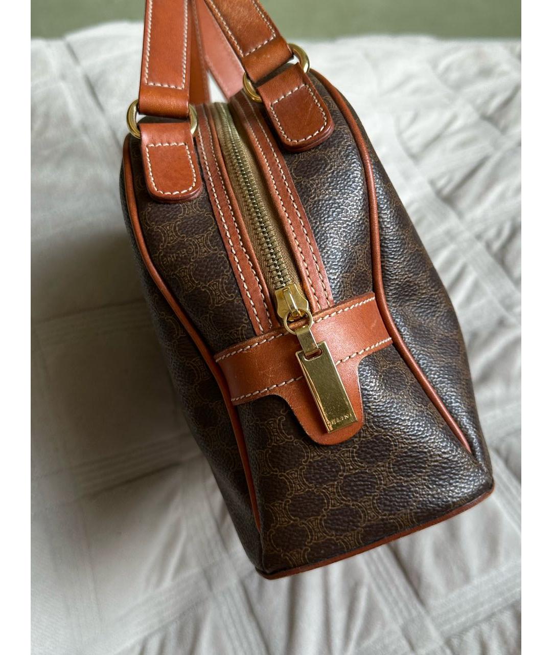 CELINE Коричневая сумка с короткими ручками из искусственной кожи, фото 3