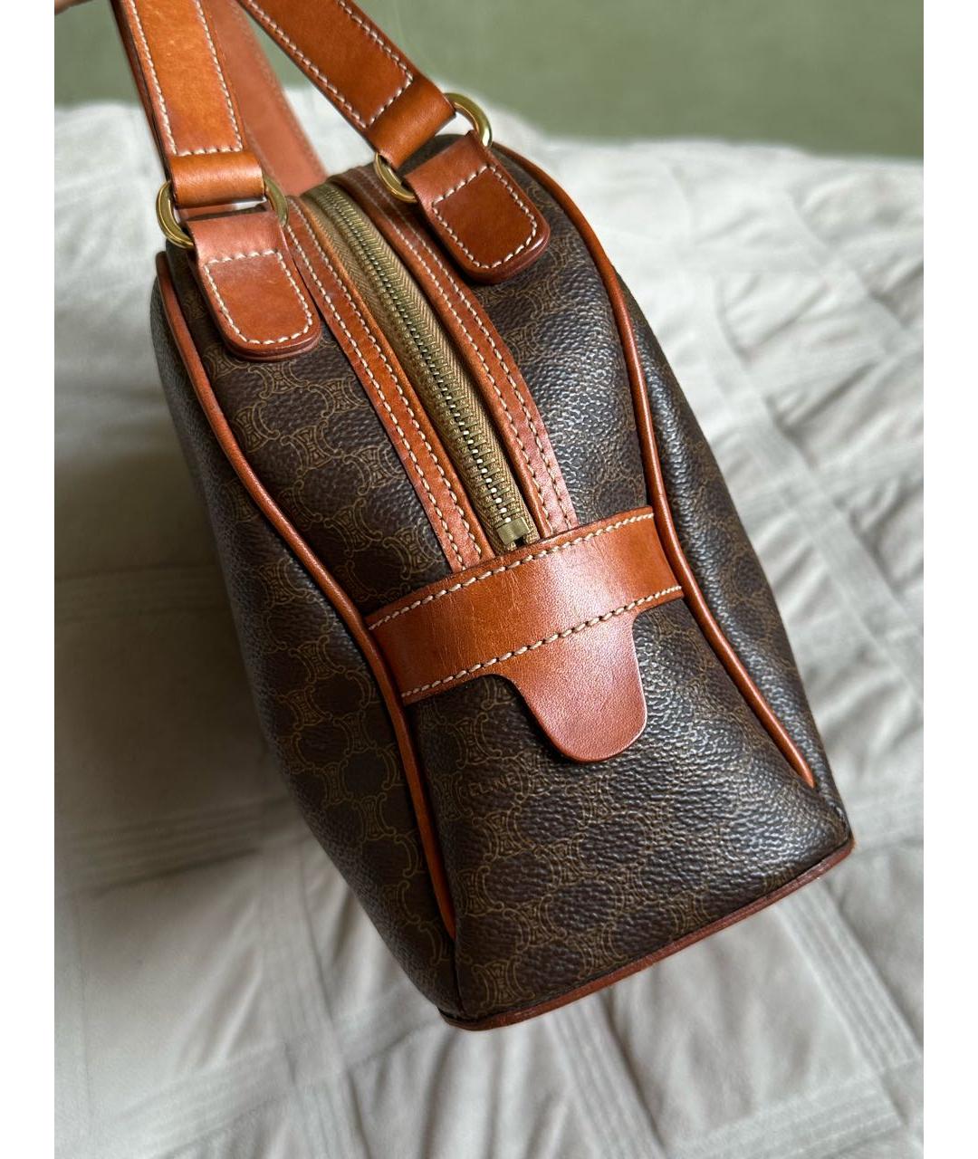CELINE Коричневая сумка с короткими ручками из искусственной кожи, фото 5
