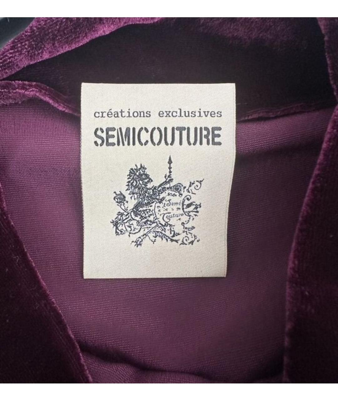 SEMICOUTURE Бордовое бархатное вечернее платье, фото 4
