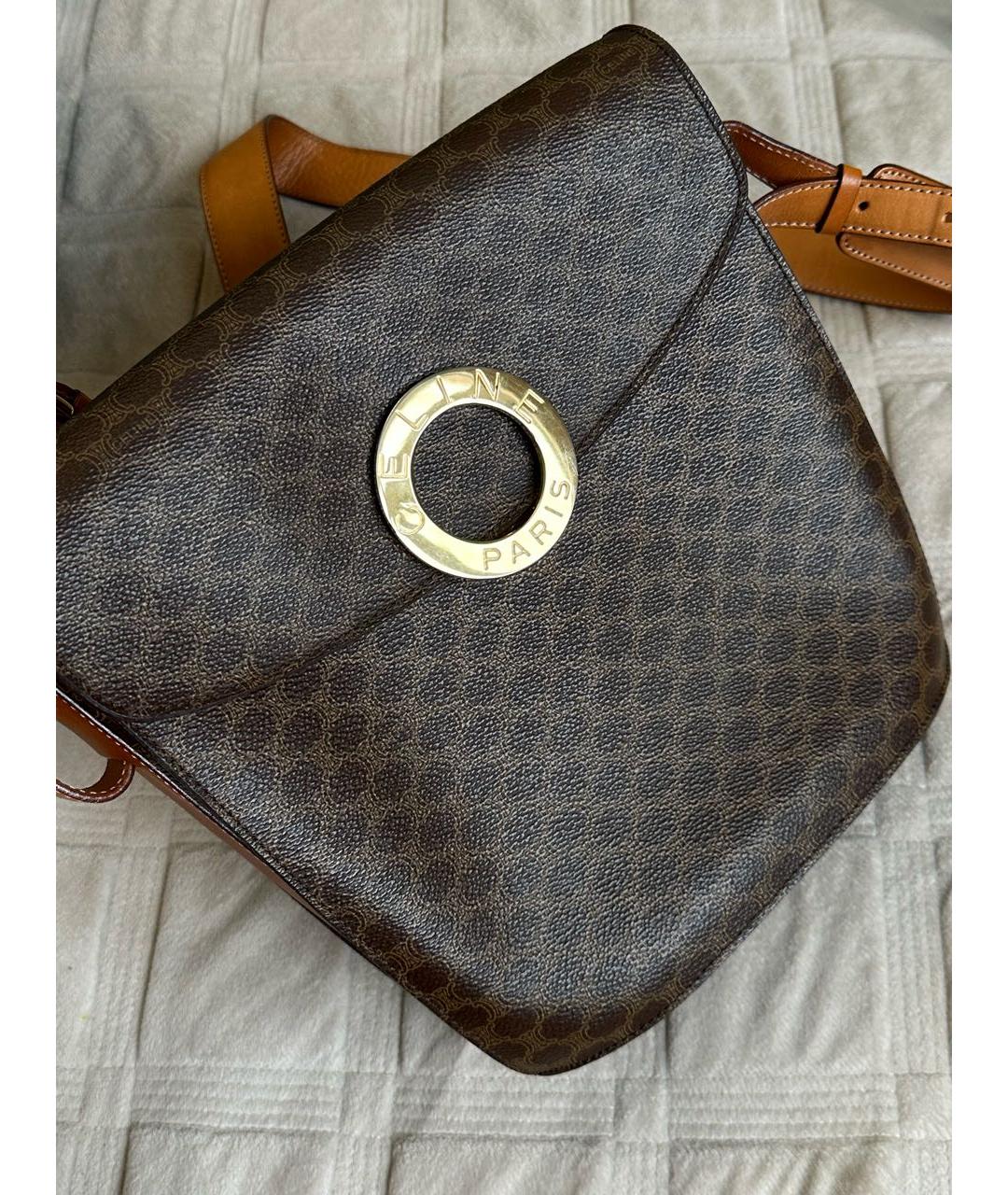 CELINE Коричневая сумка через плечо из искусственной кожи, фото 2