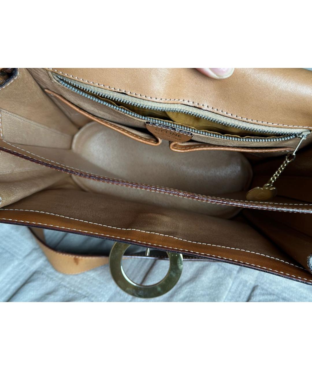 CELINE Коричневая сумка через плечо из искусственной кожи, фото 4