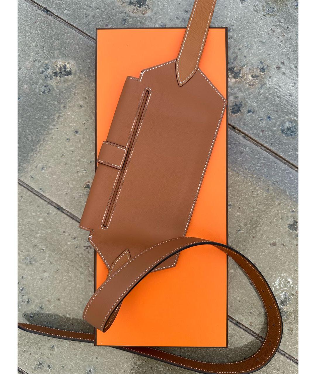 HERMES Коричневая кожаная поясная сумка, фото 2