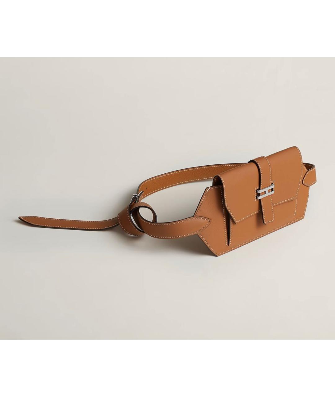 HERMES Коричневая кожаная поясная сумка, фото 5