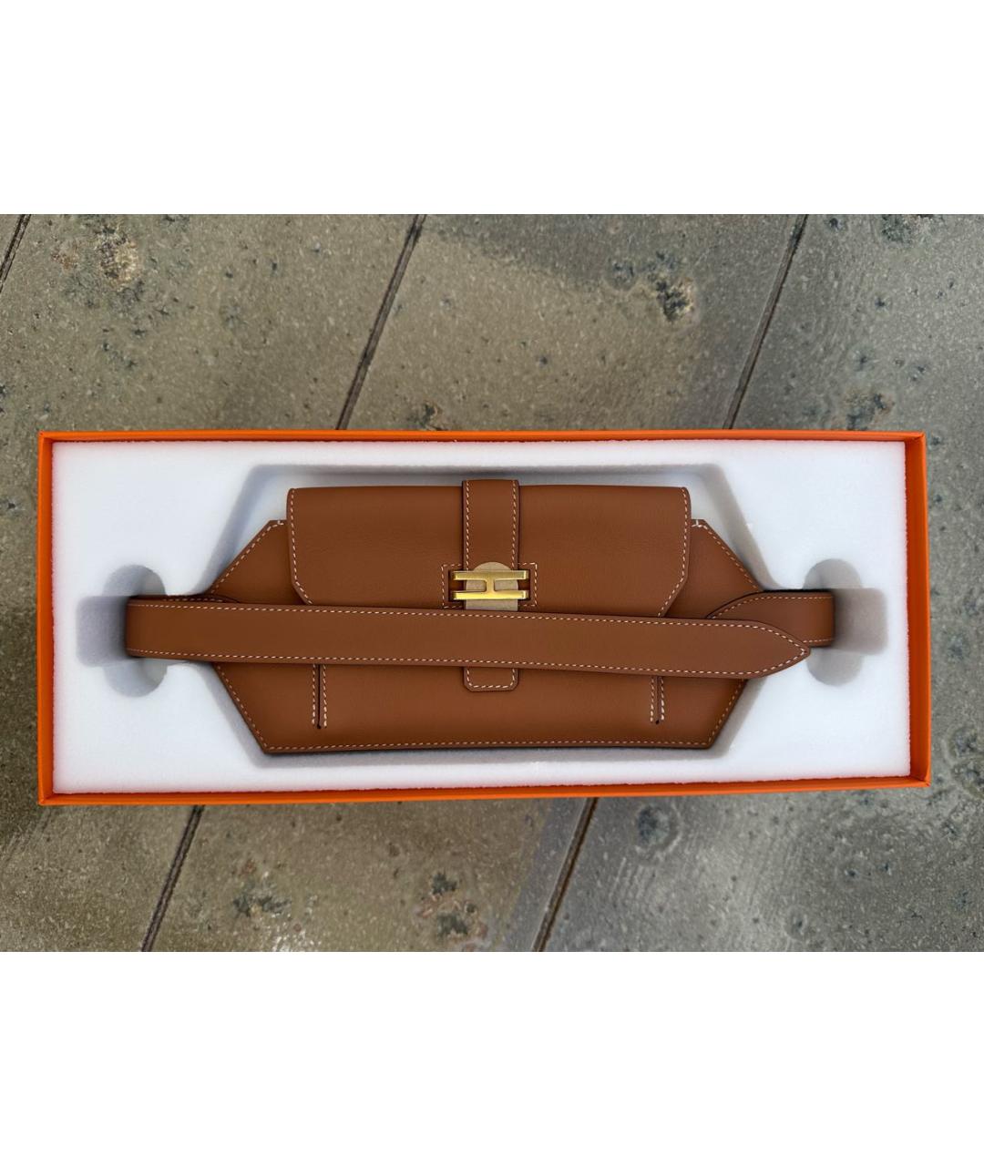 HERMES Коричневая кожаная поясная сумка, фото 7