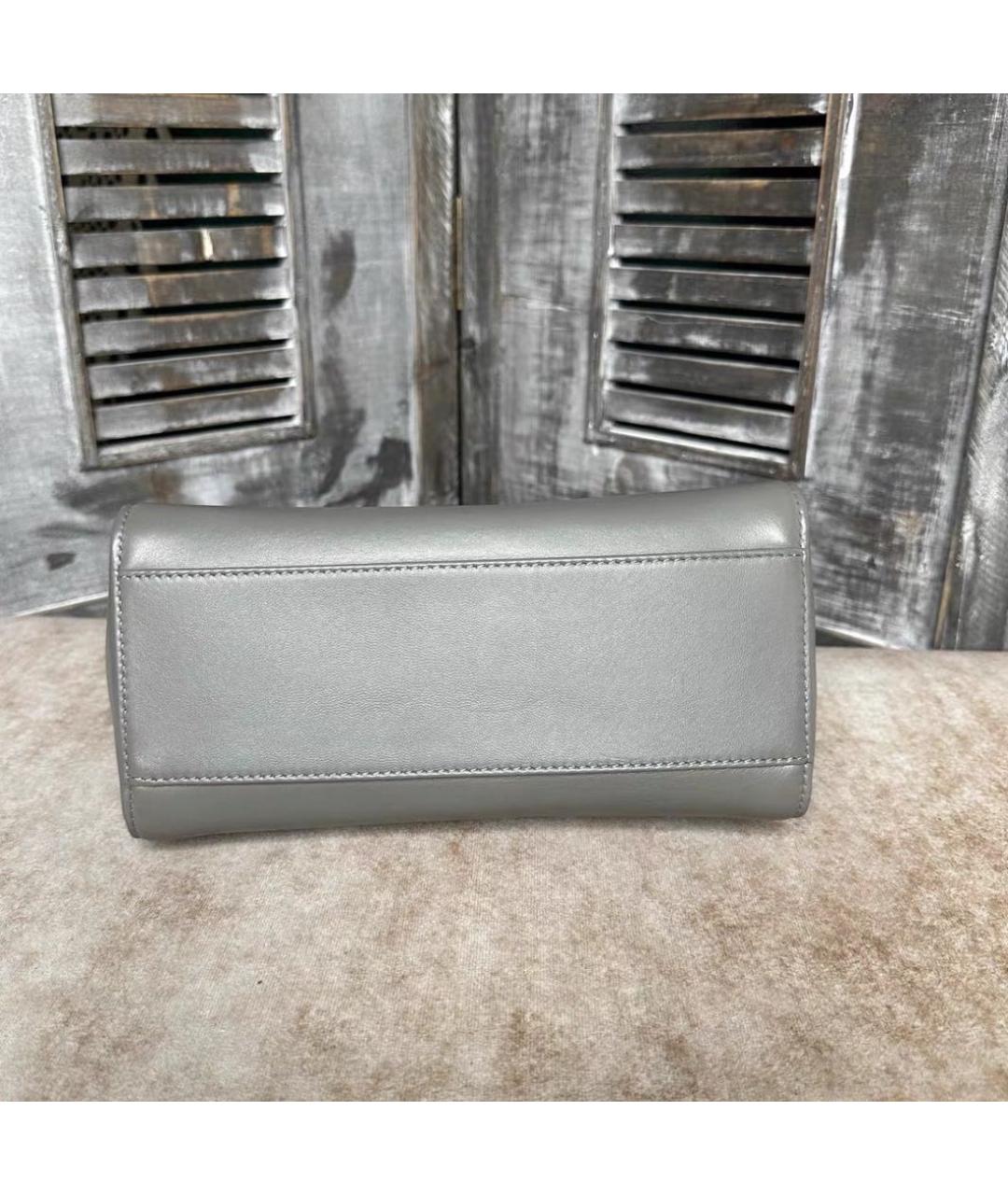 FENDI Серая кожаная сумка тоут, фото 6
