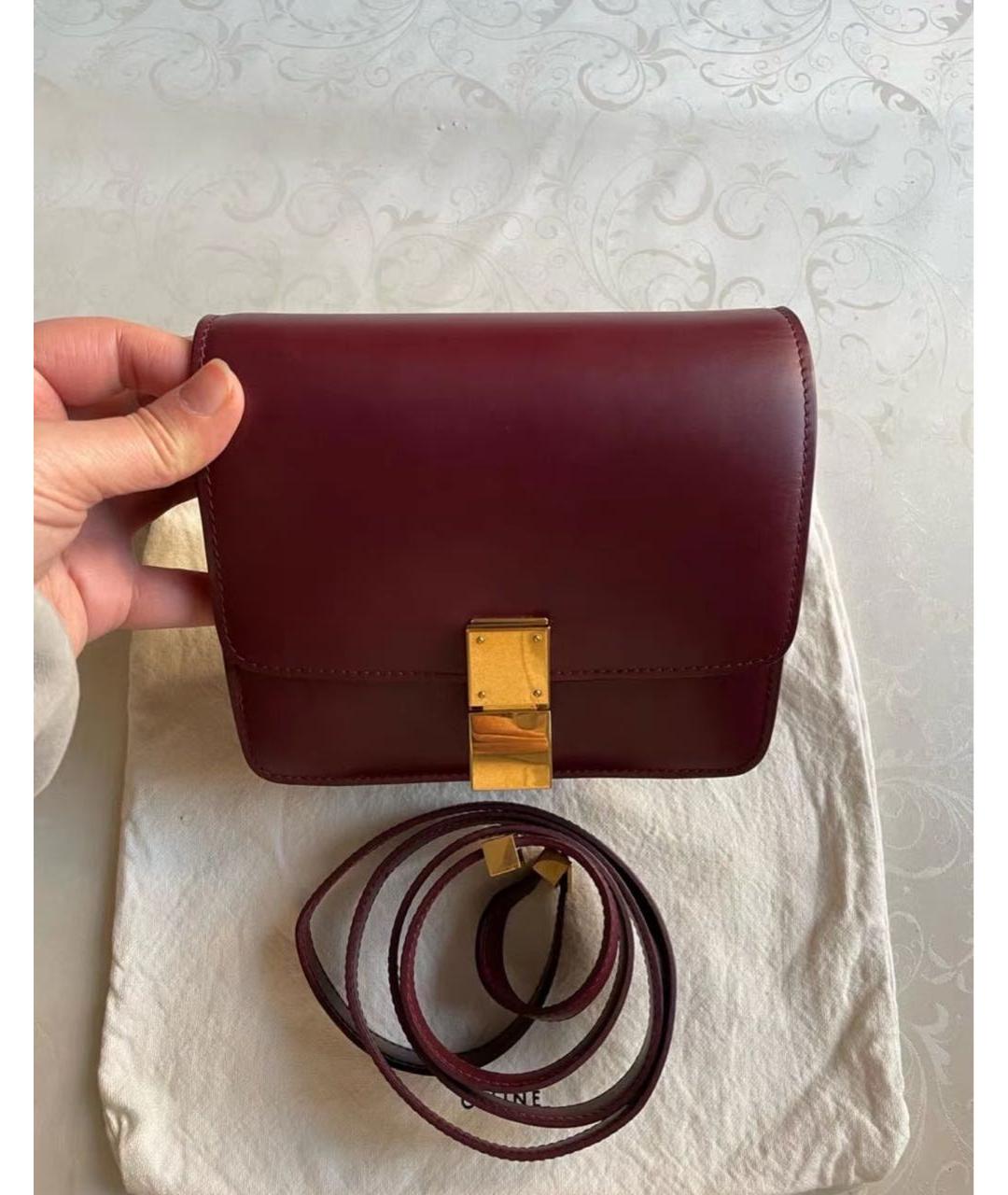 CELINE Бордовая кожаная сумка через плечо, фото 2