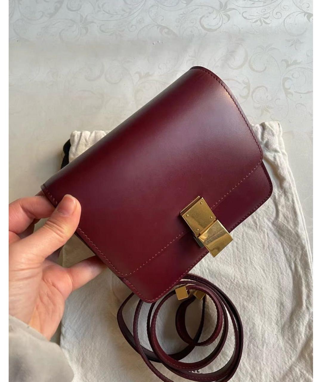 CELINE Бордовая кожаная сумка через плечо, фото 3