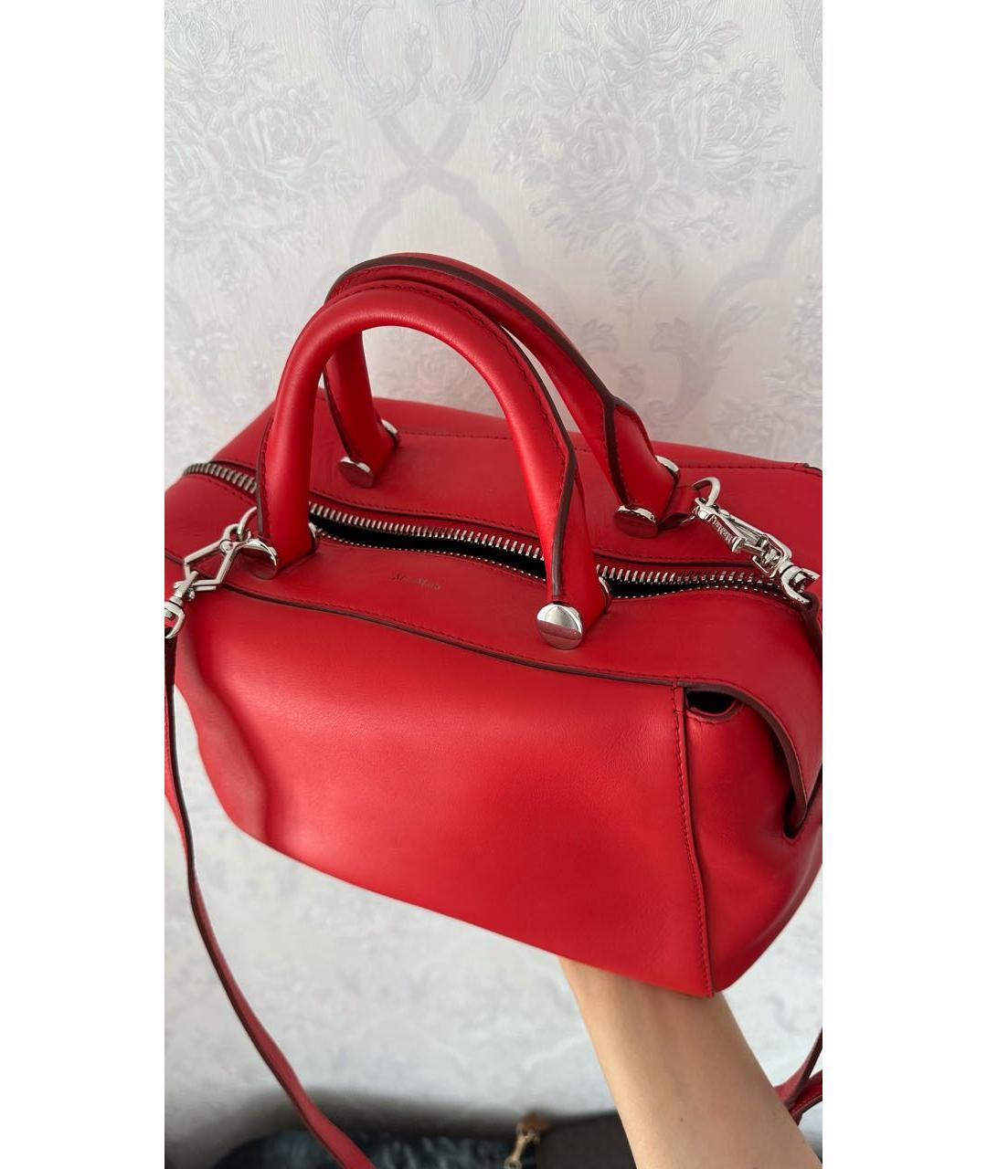 MAX MARA Красная кожаная сумка с короткими ручками, фото 3