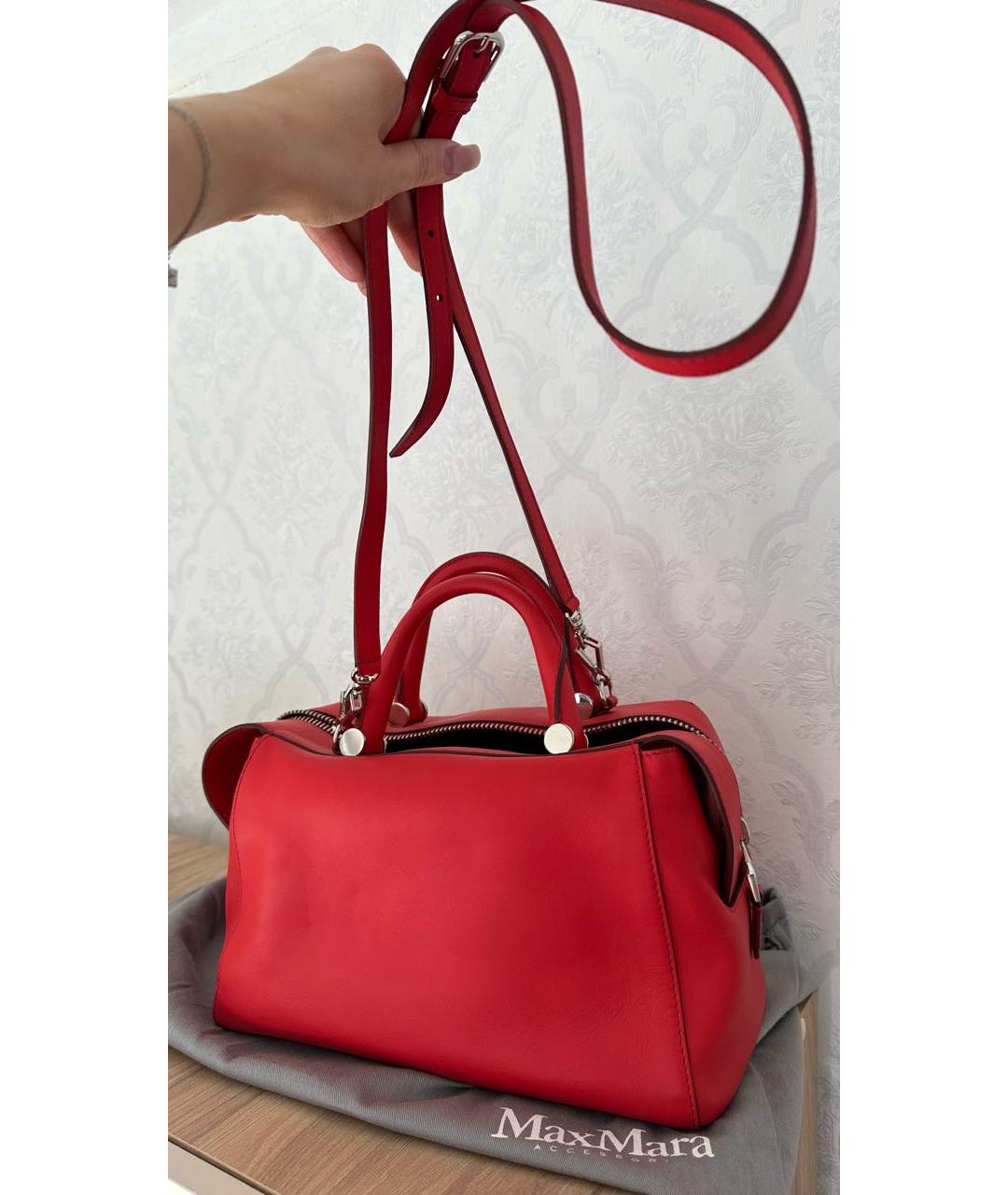 MAX MARA Красная кожаная сумка с короткими ручками, фото 5