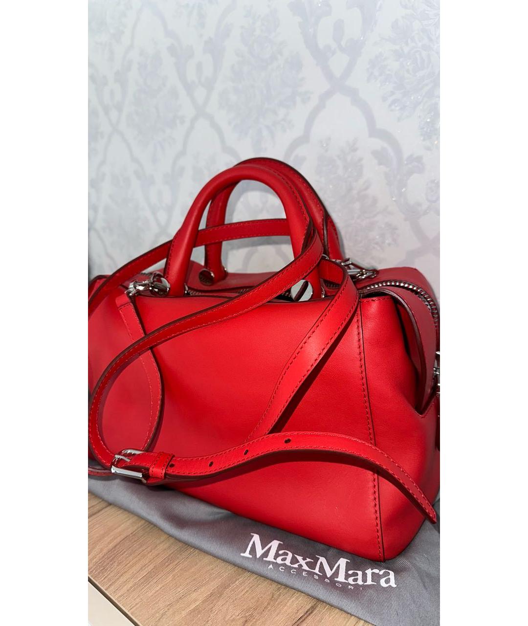 MAX MARA Красная кожаная сумка с короткими ручками, фото 6