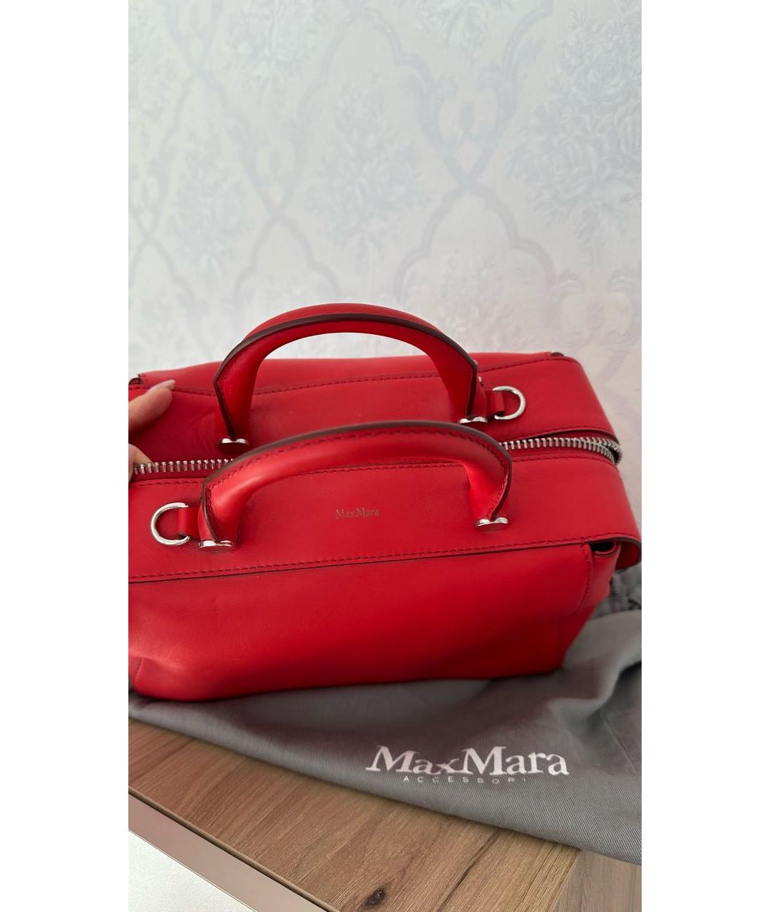 MAX MARA Красная кожаная сумка с короткими ручками, фото 7