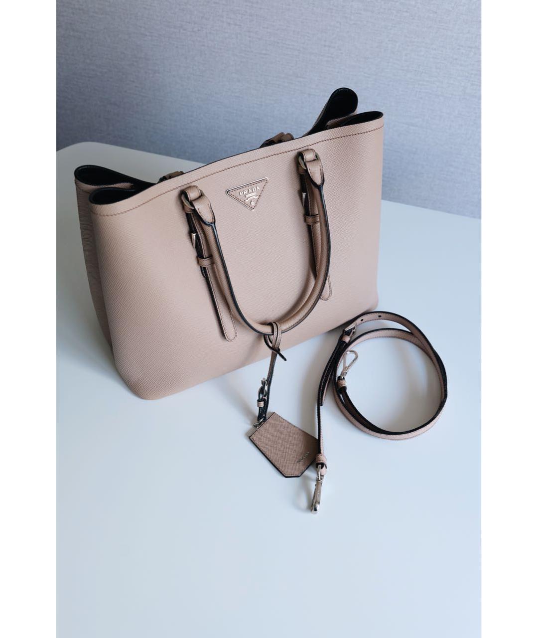 PRADA Бежевая кожаная сумка тоут, фото 4