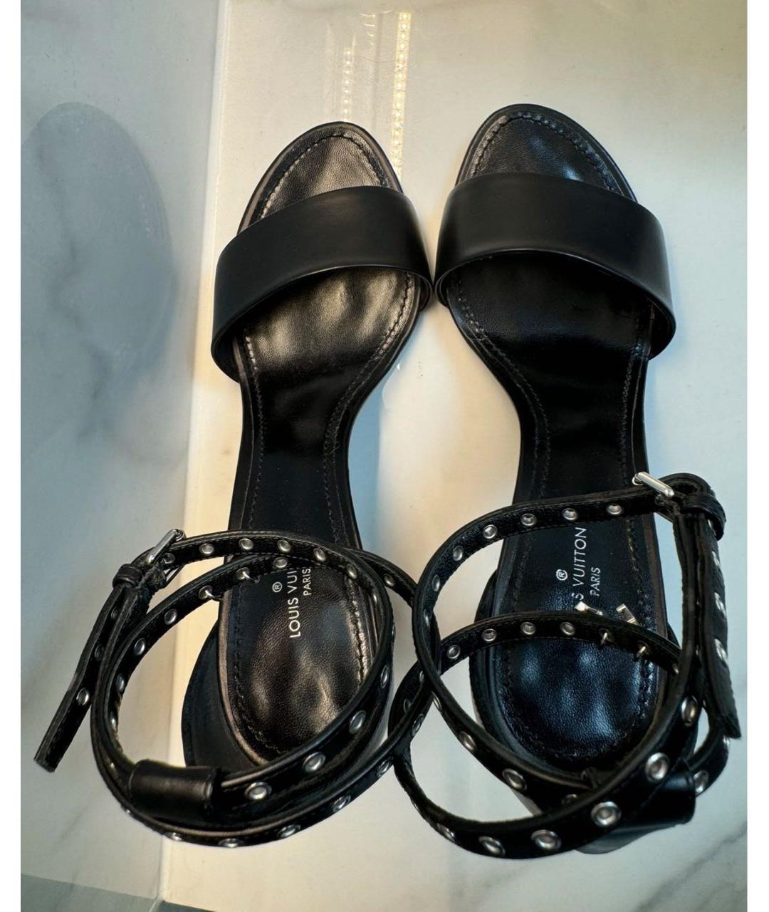 LOUIS VUITTON Черные кожаные босоножки, фото 3