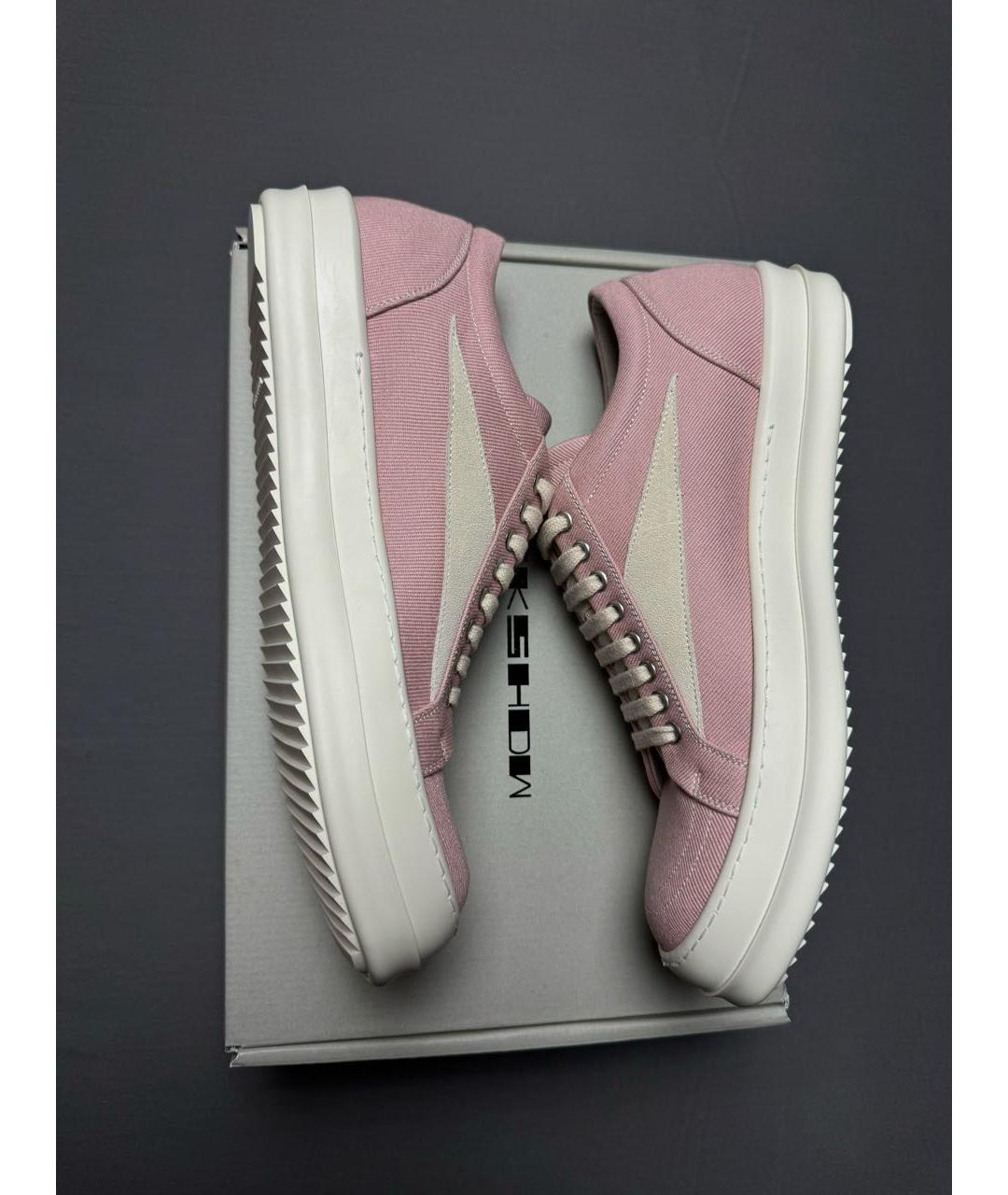 RICK OWENS Розовые текстильные низкие кроссовки / кеды, фото 3