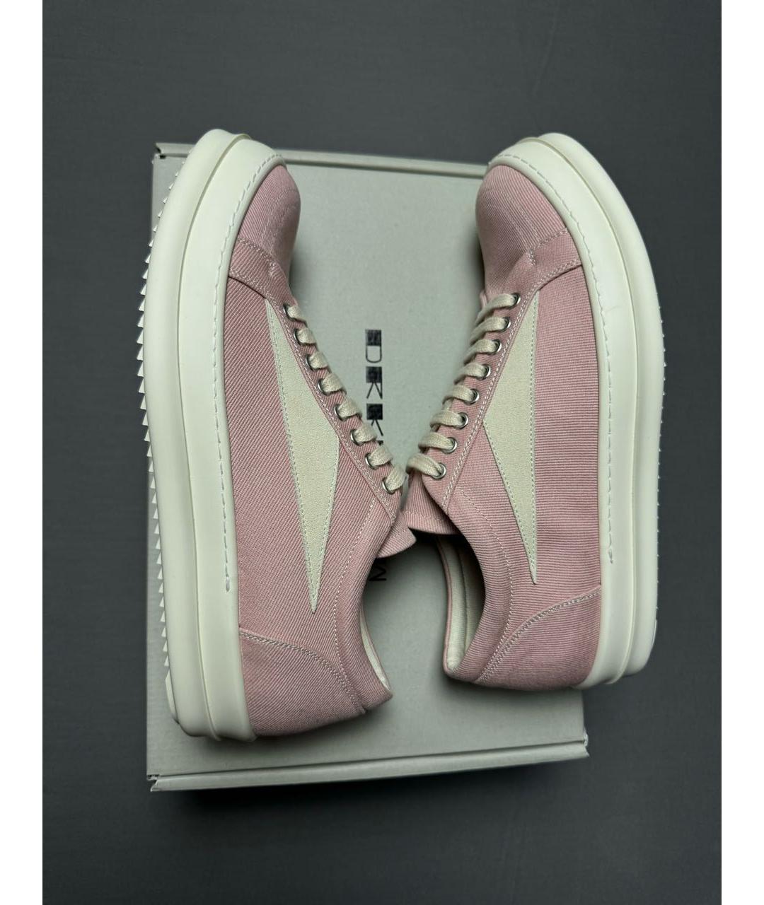 RICK OWENS Розовые текстильные низкие кроссовки / кеды, фото 2