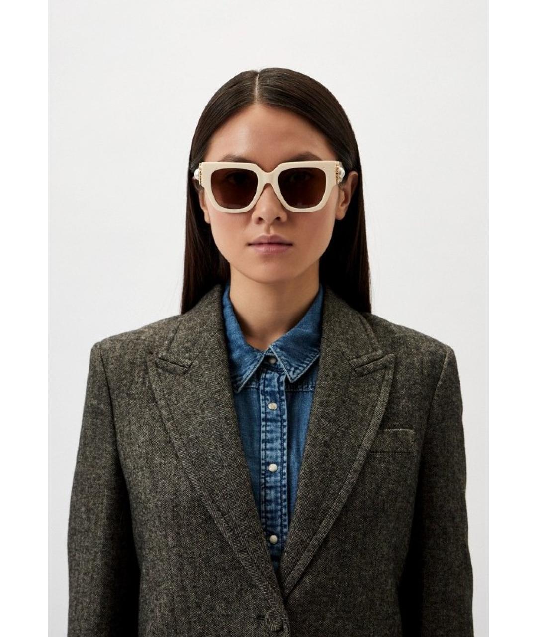 LOVE MOSCHINO Бежевые пластиковые солнцезащитные очки, фото 6