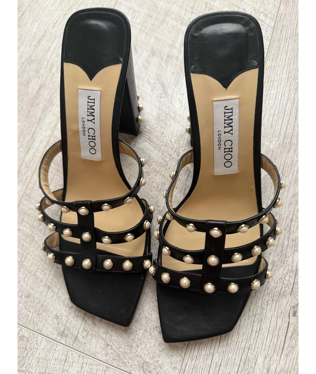 JIMMY CHOO Черные кожаные босоножки, фото 3