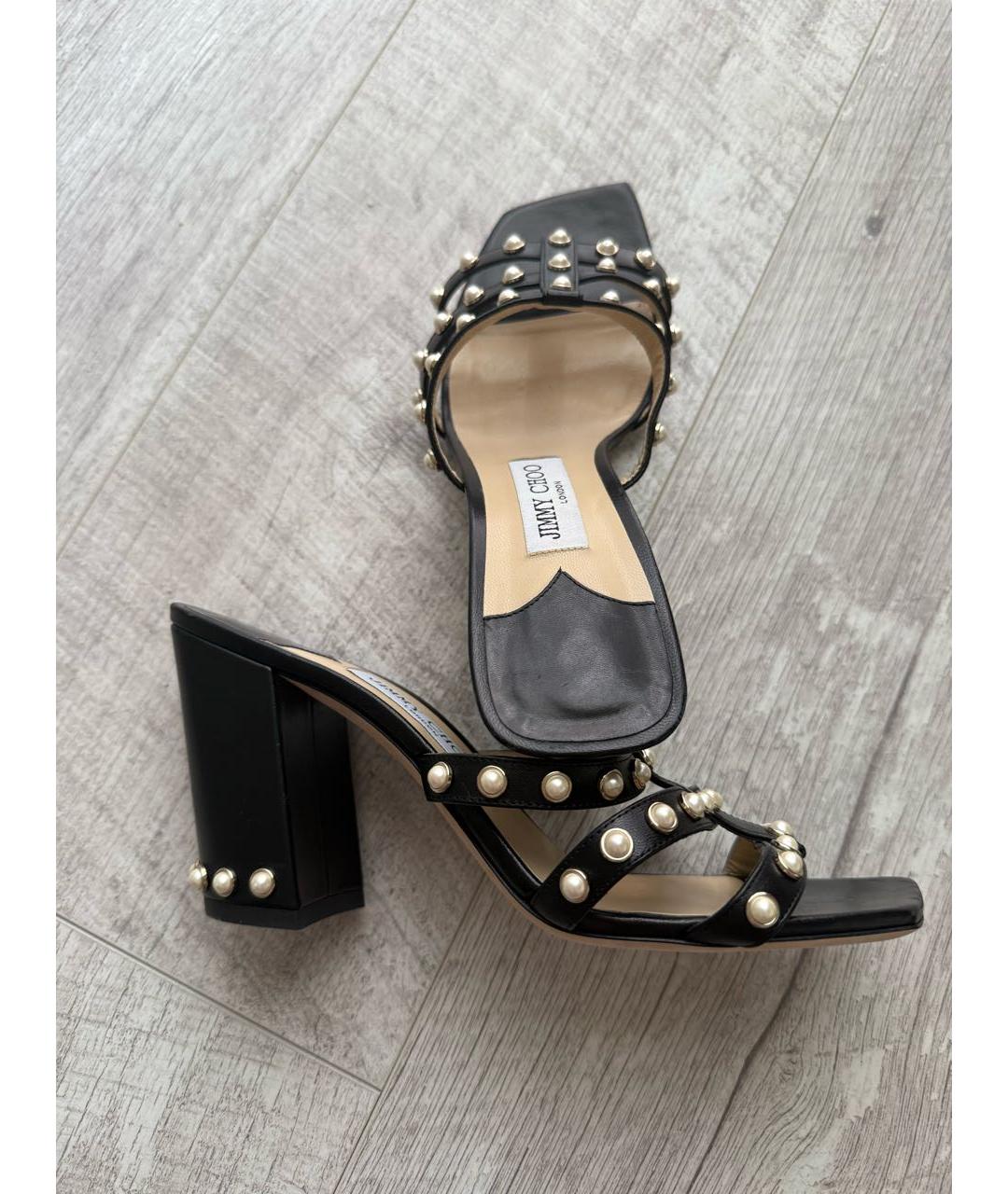JIMMY CHOO Черные кожаные босоножки, фото 5