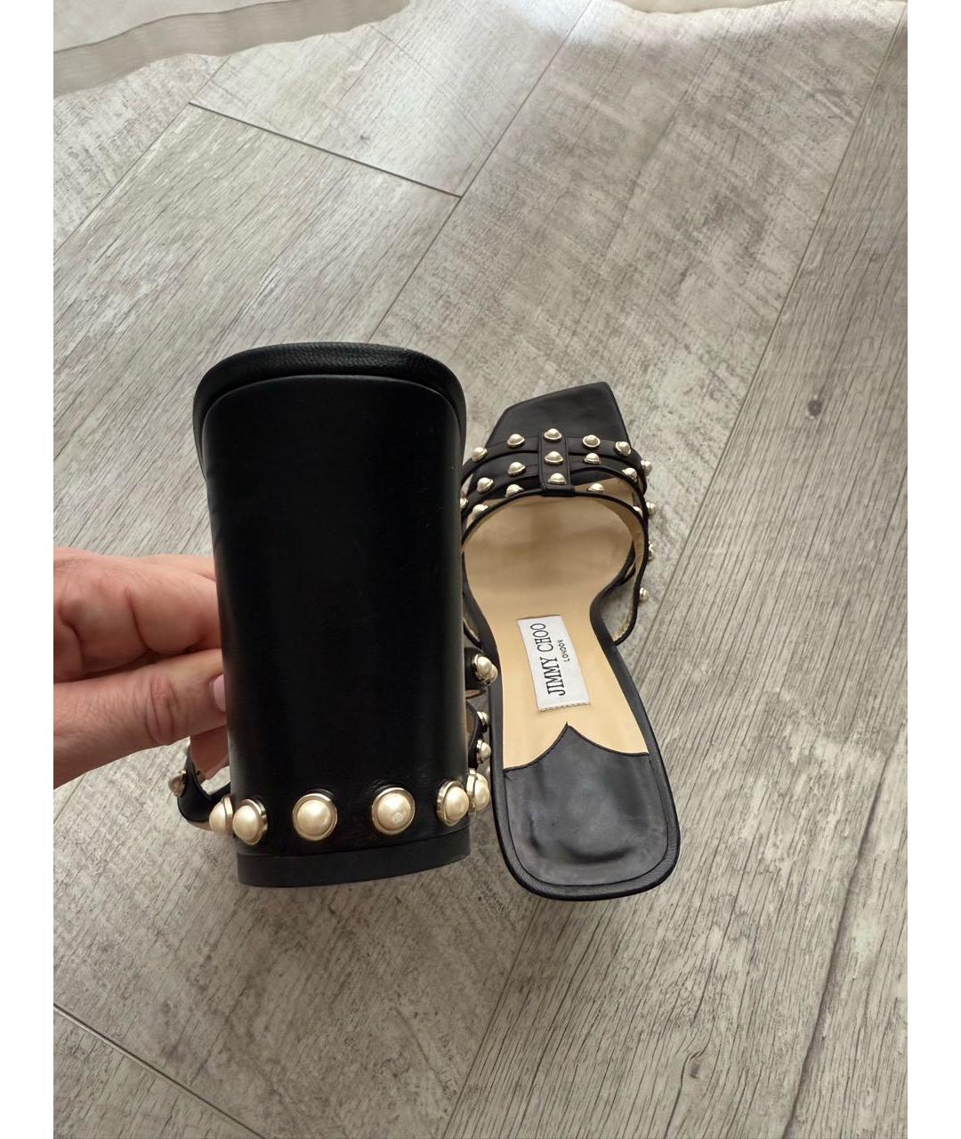 JIMMY CHOO Черные кожаные босоножки, фото 4