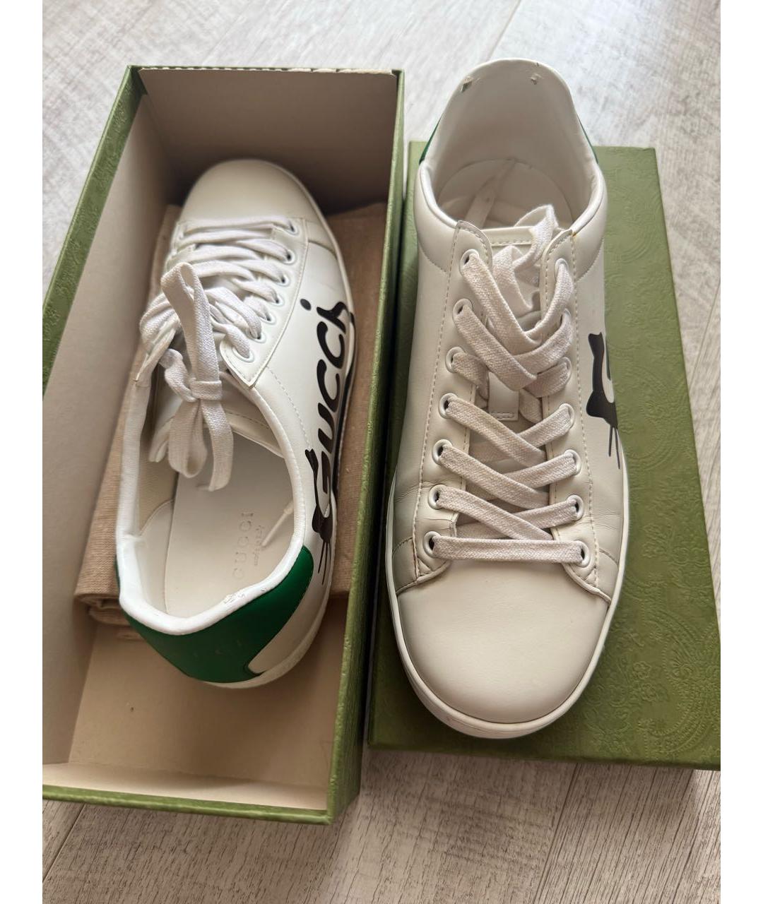 GUCCI Белые кожаные кеды, фото 3