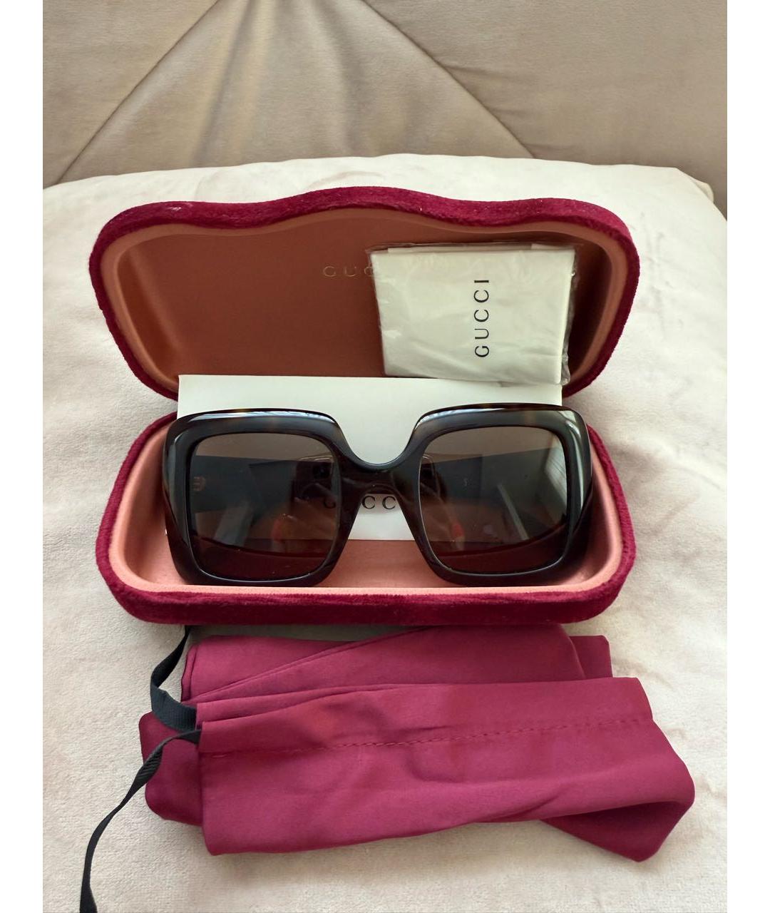 GUCCI Антрацитовые пластиковые солнцезащитные очки, фото 2