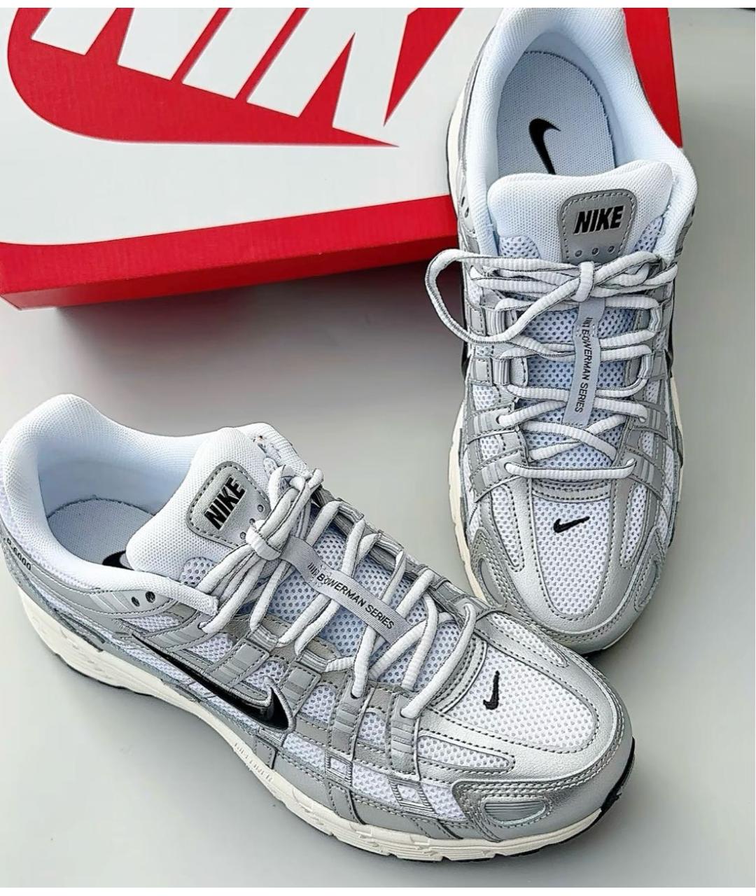 NIKE Серебряные текстильные низкие кроссовки / кеды, фото 8