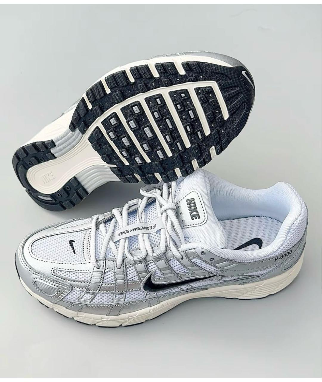 NIKE Серебряные текстильные низкие кроссовки / кеды, фото 5