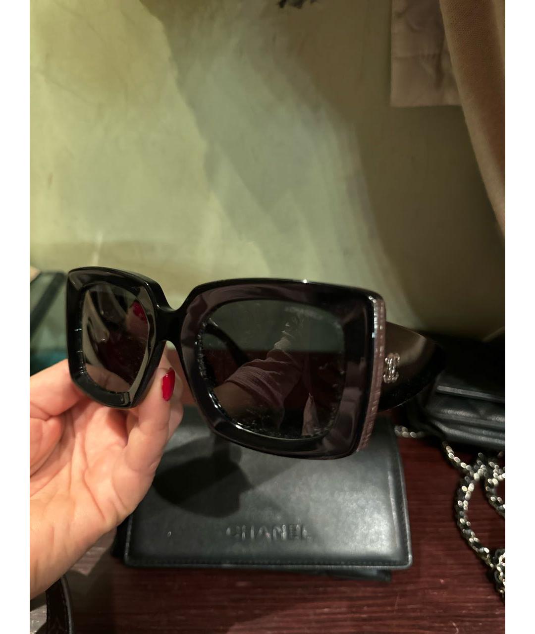 CHANEL Черные пластиковые солнцезащитные очки, фото 5