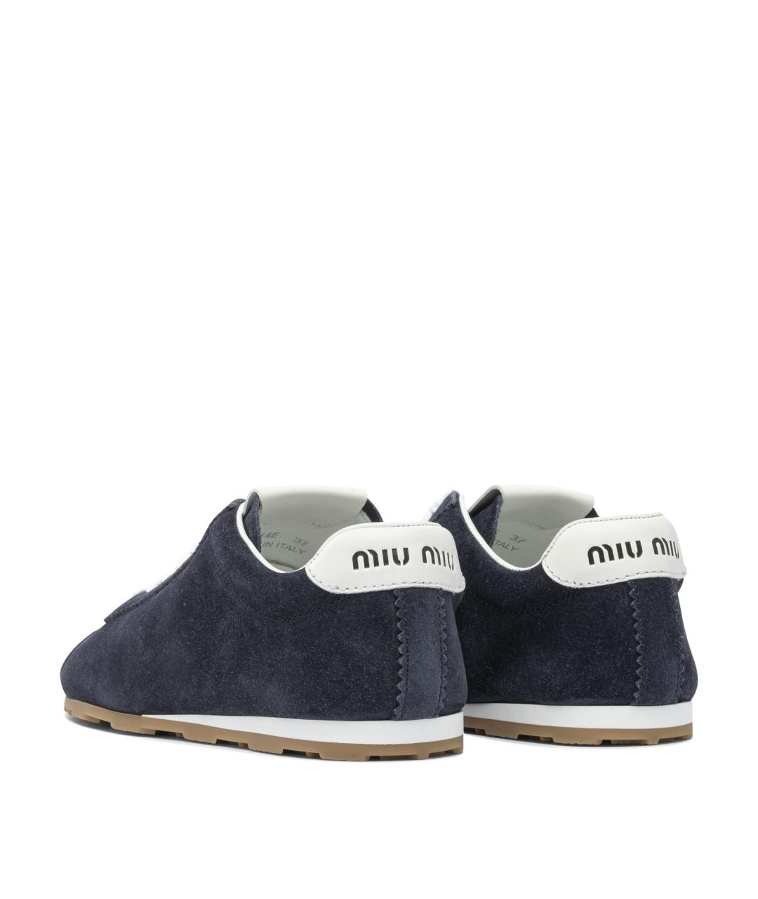 MIU MIU Синие кожаные кроссовки, фото 4