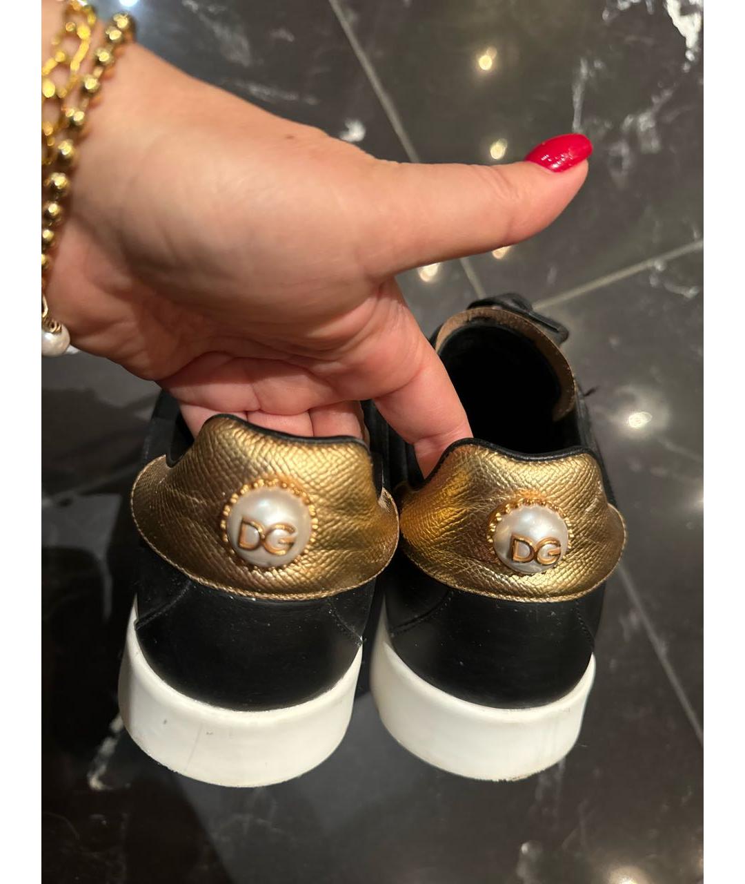 DOLCE&GABBANA Черные кожаные кеды, фото 6
