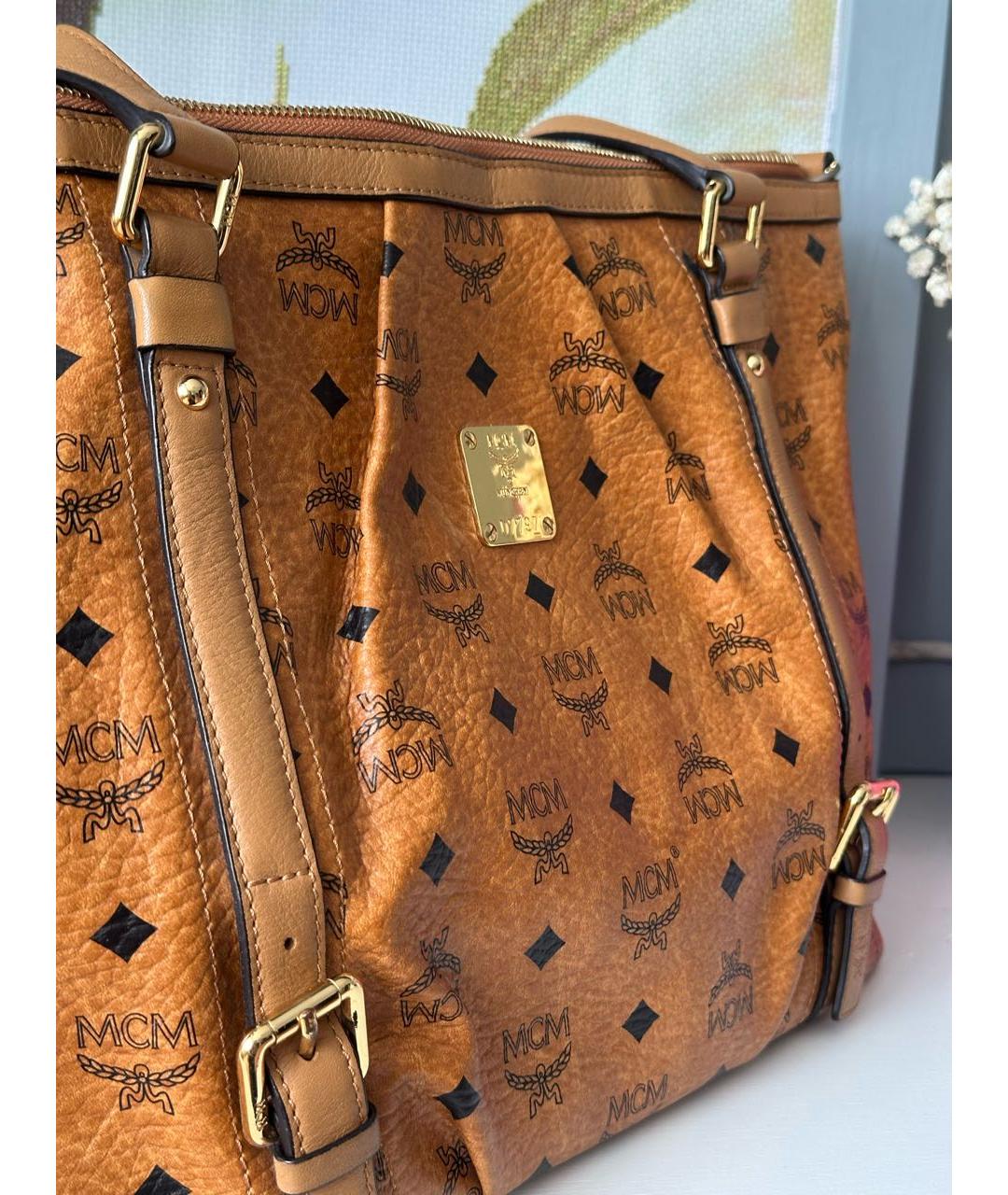 MCM Коричневая кожаная сумка тоут, фото 6