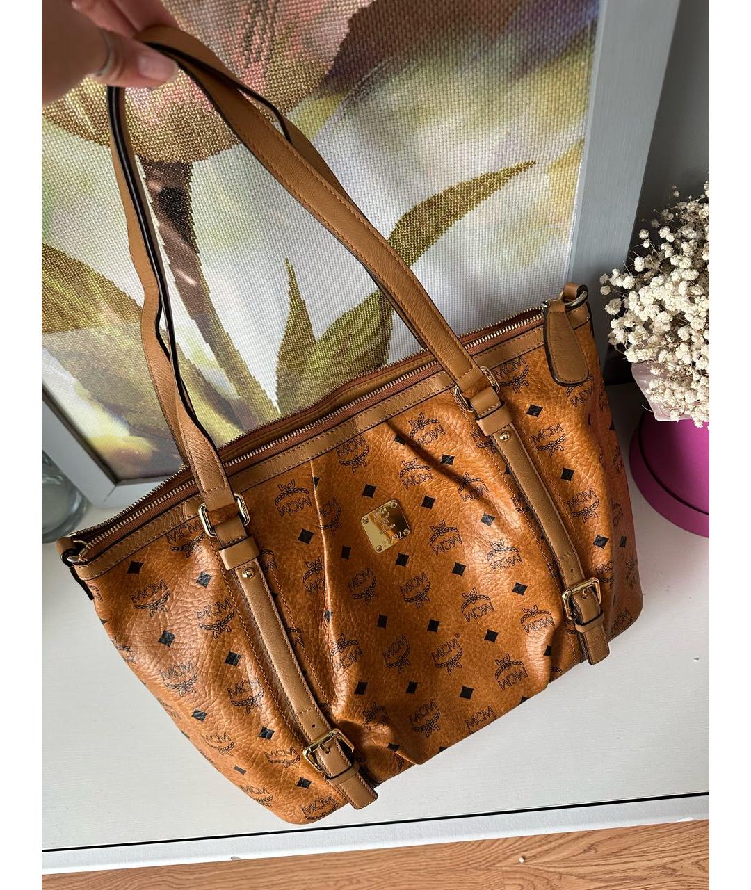 MCM Коричневая кожаная сумка тоут, фото 2