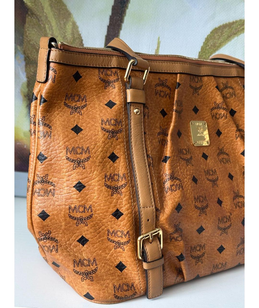 MCM Коричневая кожаная сумка тоут, фото 3