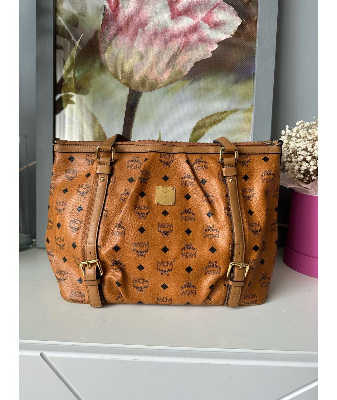 MCM Коричневая кожаная сумка тоут, фото 8