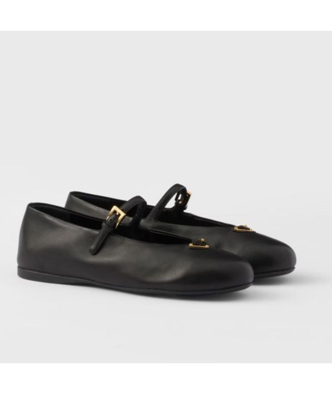 PRADA Черные кожаные балетки, фото 2
