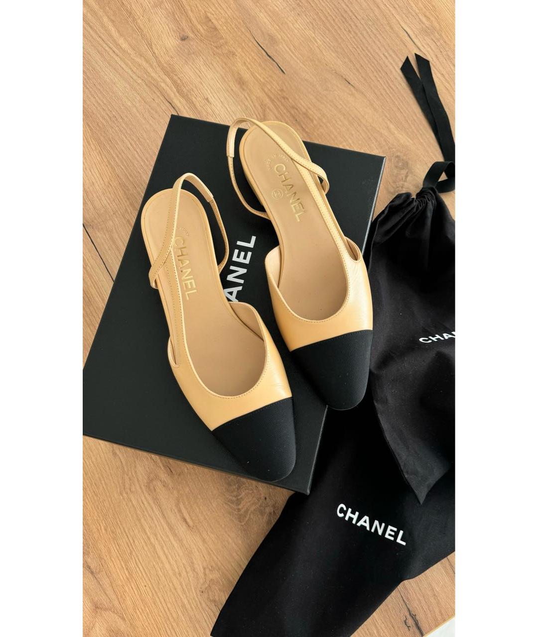 CHANEL Бежевые кожаные туфли, фото 5