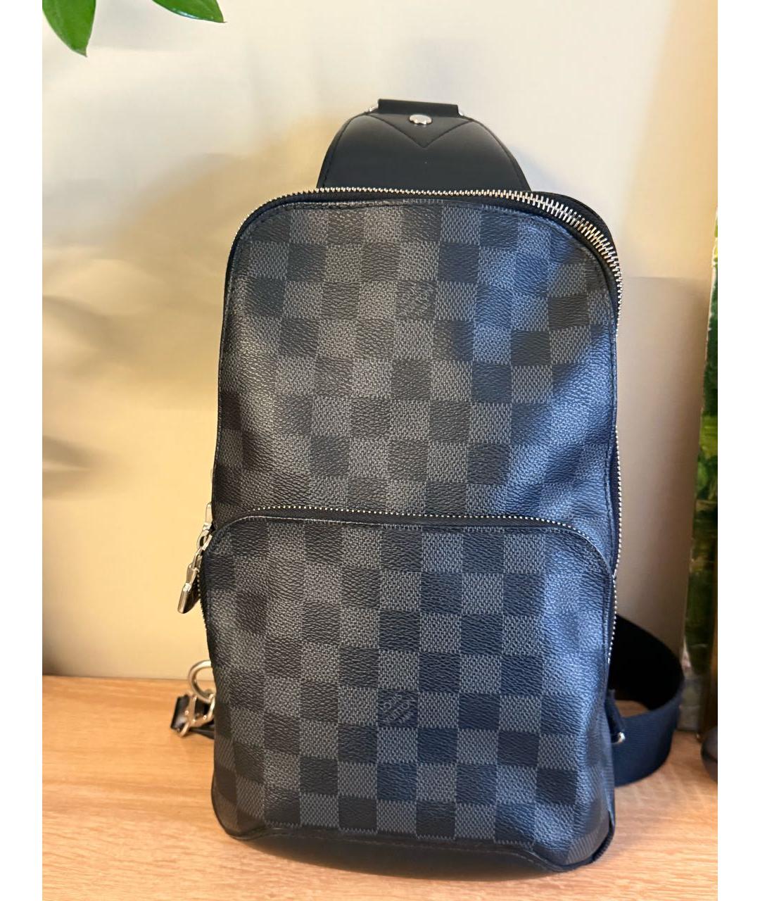 LOUIS VUITTON Антрацитовая кожаная сумка на плечо, фото 4