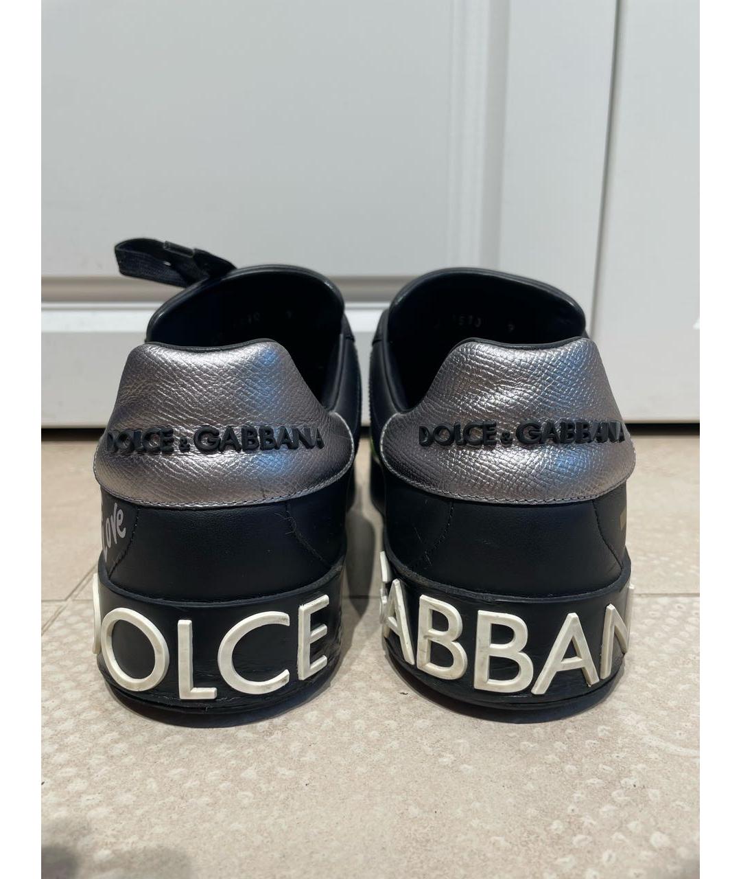 DOLCE&GABBANA Черные кожаные низкие кроссовки / кеды, фото 4