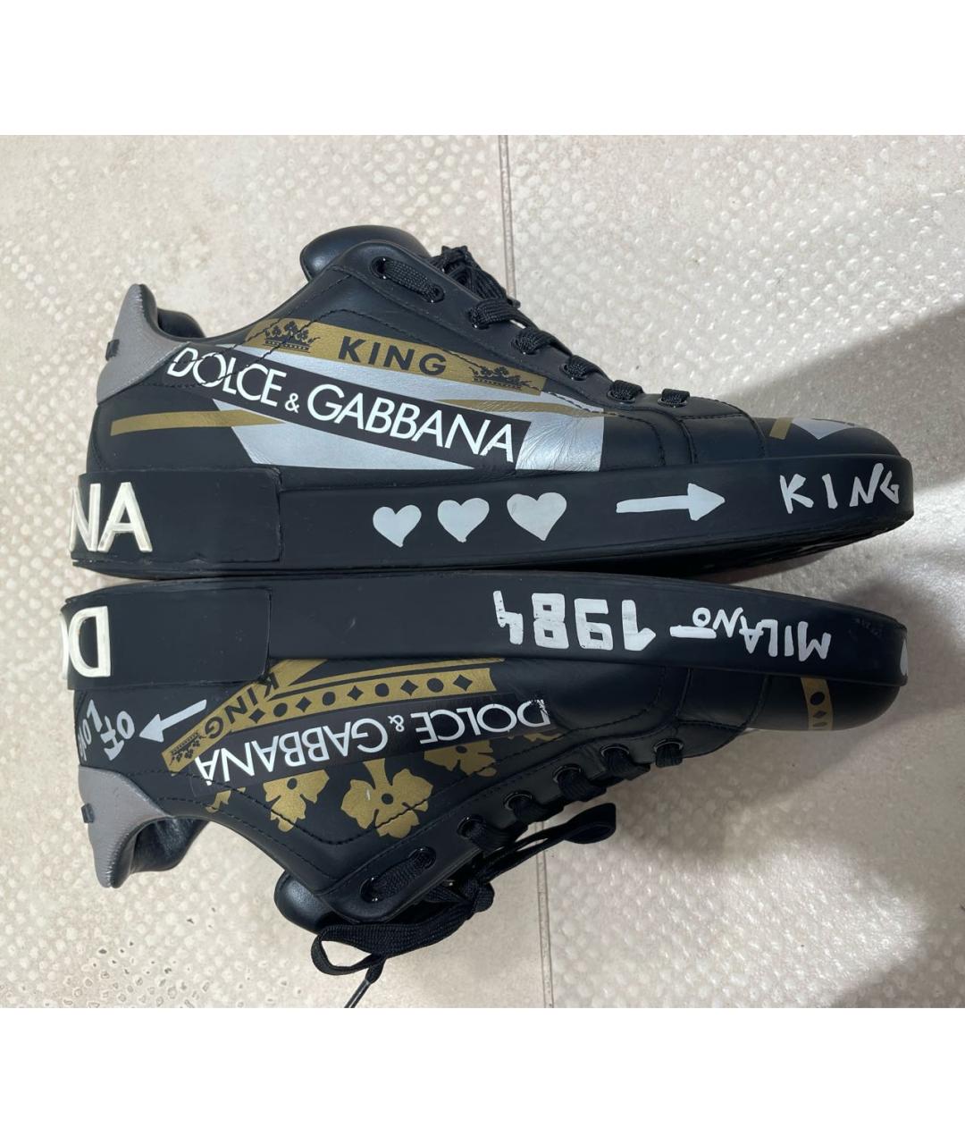 DOLCE&GABBANA Черные кожаные низкие кроссовки / кеды, фото 6