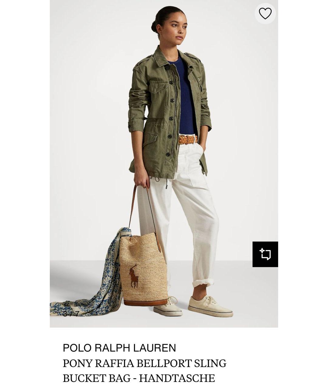 POLO RALPH LAUREN Бежевая пелетеная сумка через плечо, фото 6